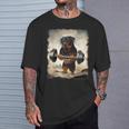 ロットワイラー 犬の筋トレ ウェイトリフティング Tシャツ 彼への贈り物