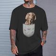 ワイマラナーラナー胸ポケット犬の飼い主 Tシャツ 彼への贈り物