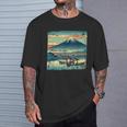 ヴィンテージ 日本の富士山 山に昇る太陽 Tシャツ 彼への贈り物