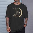 ヴィンテージ三日月と星宇宙アートイラストtシャツ Tシャツ 彼への贈り物