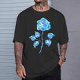 一輪挿し 青いバラ かわいい 青いバラ 花 ガーデニング Tシャツ 彼への贈り物