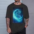 三日月のドラゴン ブルーギャラクシー天文学 アート Tシャツ 彼への贈り物