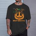 不気味なカボチャ ヒョウ柄 乱雑なお団子 ハロウィン 面白い Tシャツ 彼への贈り物