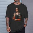 中指軽量グラフィックのモナリザ Tシャツ 彼への贈り物