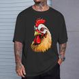 動物愛好家のための大胆な農場の鶏の頭のアート Tシャツ 彼への贈り物