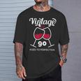 卒寿祝い ワイン好き 酒好き 父 母 男性 女性 90歳お祝いintage Aged To Perfection Tシャツ 彼への贈り物