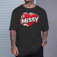 名前入り Missy I Love Missy Tシャツ 彼への贈り物