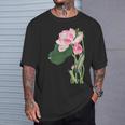 咲く蓮の花 蓮の花 ハス ヴィンテージ 日本美術 小原古邨 新版画 Tシャツ 彼への贈り物