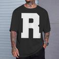 大文字 R アルファベット モノグラム イニシャル Tシャツ 彼への贈り物