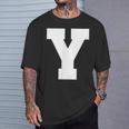 大文字 Y アルファベット モノグラム イニシャル Tシャツ 彼への贈り物