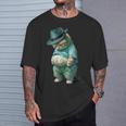 帽子をかぶった面白い太った猫 Ia アート デザイン太った子猫猫愛好家 Tシャツ 彼への贈り物