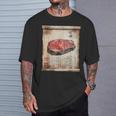 日本の伝統食品 肉 パピルス スクロールアート 和牛 Tシャツ 彼への贈り物