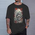 日本の美的マグロ漁師デザイン レトロ浮世絵 Tシャツ 彼への贈り物