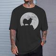 月と犬のシルエット ポンポメラニアン Tシャツ 彼への贈り物