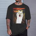 柴犬 面白いtシャツ 犬 ムンクの叫び かわいい メンズ 子供 おもしろ 服 グッズ ネタ わんこ イヌ Tシャツ 彼への贈り物
