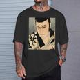 歌舞伎 演劇 俳優 サムライ 俊泉 日本のビンテージアート Tシャツ 彼への贈り物
