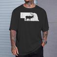 狩猟ヘラジカまたはワピティ ネブラスカ地図アートハンター Tシャツ 彼への贈り物
