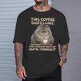 猫朝のイライラとコーヒー愛好家向け T パラス猫 Tシャツ 彼への贈り物