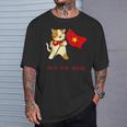 猫 ベトナム国旗 キティ おもしろギフト ブラック Tシャツ 彼への贈り物