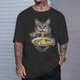 猫がラーメンを食べる リアル Tシャツ 彼への贈り物