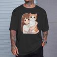 猫と少女 Cat And Girl Tシャツ 彼への贈り物