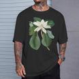 白モクレン花 ボタニカルアート Tシャツ 彼への贈り物