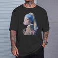 真珠の耳飾りの少女 フェルメール 面白い オルタード アート Wassup Tシャツ 彼への贈り物