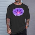 美しいパープルカラーの朝顔フラワーカットアウト Tシャツ 彼への贈り物