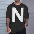 英文字 N 大文字 アルファベット モノグラム イニシャル Abc Tシャツ 彼への贈り物
