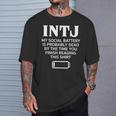 面白い Intj ソーシャルバッテリー 内向的 直感的 パーソナリティ Tシャツ 彼への贈り物