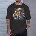 面白い サイケデリック 猿 宇宙飛行士 グラフィック メンズ Tシャツ 彼への贈り物