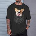 面白いtシャツ コーギー ポケット イヌ わんこ メンズ 犬好き グッズ おもしろ 面白い 服 ネタ Tシャツ 彼への贈り物