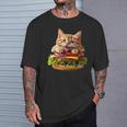 面白いファーストフードハンバーガー愛好家猫猫愛好家 Britishhorthair Burger Cat Food Tシャツ 彼への贈り物
