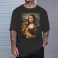 面白い猫 モナリザ 絵画 アート ママ お父さん Tシャツ 彼への贈り物