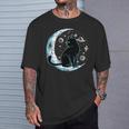 黒猫 三日月 セーラームーンフェイズ 占星術 ペット愛好家 Tシャツ 彼への贈り物