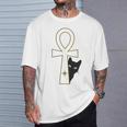 Ankh & Cat デザイン – スピリチュアル瞑想アート Tシャツ 彼への贈り物