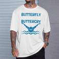 Butterfly Butterwhyバタフライバタフライファニー水泳チーム 長袖tシャツ Tシャツ 彼への贈り物