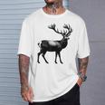 Deer Dad Mom Lover モノクロ 鹿 Tシャツ 彼への贈り物