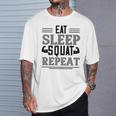Eatleepquat Repeat 面白いジムワークアウト Tシャツ 彼への贈り物