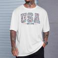 Floral Usa Retro America 4Th Of July Patriotic Girly T-Shirt Gifts for Him