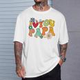 Groovy 父の日 I Love You Papa フラワー ヒッピー Tシャツ 彼への贈り物