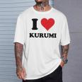 I Heart Kurumi ファーストネーム I Love パーソナライズ Tシャツ 彼への贈り物