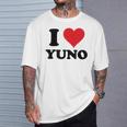 I Heart Yuno ファーストネーム I Love パーソナライズ Tシャツ 彼への贈り物