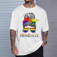 Messy Bun Proud Ally Pride Flag Love Lgbt レインボー サングラス Tシャツ 彼への贈り物