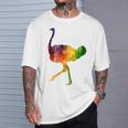 Ostrich African ダチョウ Animal Watercolor Graphic Tシャツ 彼への贈り物