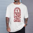 Peace Love And Cheer ボヘミアンレインボーチアリーダー Tシャツ 彼への贈り物