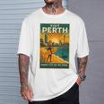 Perth Australia – ビンテージ旅行ポスタースタイル 長袖tシャツ Tシャツ 彼への贈り物