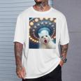 Ufo エイリアンフライングソーサー付き面白い白猫愛好家セルフィー 長袖tシャツ Tシャツ 彼への贈り物