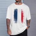 Vintage France Distressed Flag Illustration Graphic s Tシャツ 彼への贈り物