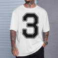 【バックプリント・背中側】3 数字 背番号 ユニフォーム ナンバー【ブラック／黒の文字】スポーツ 野球 サッカー 部活 Tシャツ 彼への贈り物